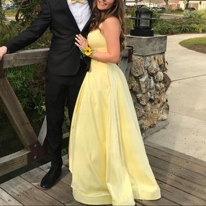 Yellow Sherri Hill Prom Dress Size 12